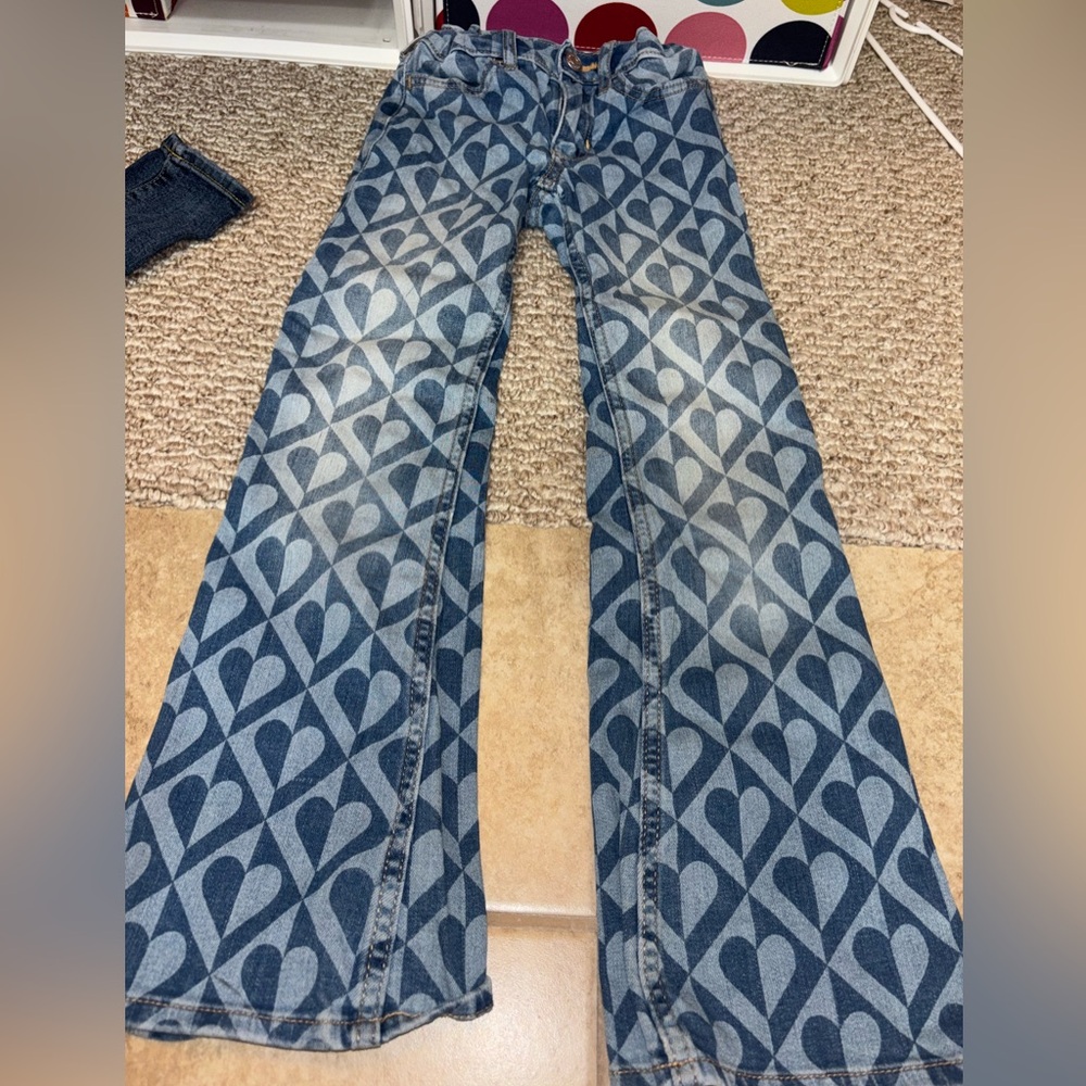 Abercrombie Kids Heart Patterned Blue Jeans